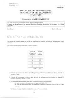 Mathématiques 2007 Bac Pro - Exploitation des transports