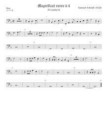 Partition 1st verse (Et exultavit) − viole de basse, Tabulatura Nova