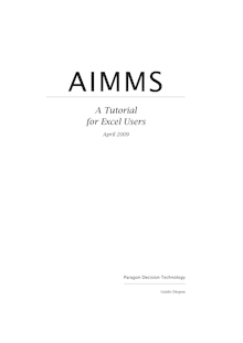 AIMMS Tutorial Excel Users
