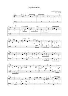 Partition complète, Fugue en E minor, E minor, Bach, Johann Sebastian