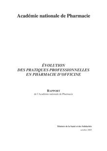 Evolution des pratiques professionnelles en pharmacie d officine