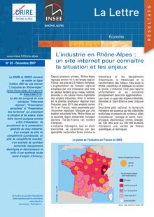 L industrie en Rhône-Alpes : un site internet pour connaître la situation et les enjeux        