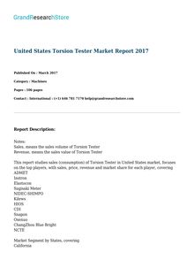 United States Torsion Tester Market Report 2017