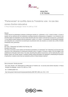 Partenariats et conflits dans la Troisième voie : le cas des zones d action éducative - article ; n°1 ; vol.133, pg 15-24