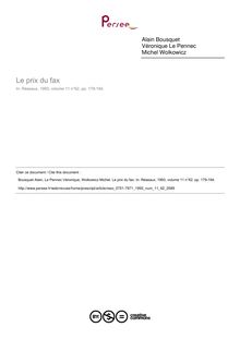 Le prix du fax - article ; n°62 ; vol.11, pg 179-194