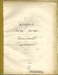 Partition Score et cor parties, Mélodie, Op.25, Dauprat, Louis-François
