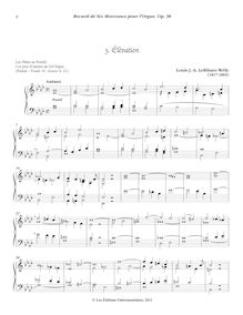 Partition , Élévation (La bémol majeur), Recueil de Six Morceaux pour l’Orgue, Op.38