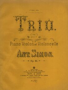 Partition couverture couleur, Piano Trio, Simon, Anton