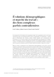Évolutions démographiques et marché du travail : des liens complexes parfois contradictoires - article ; n°1 ; vol.355, pg 139-156