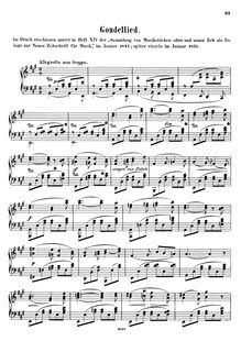 Partition complète, Gondellied pour Piano, WoO 10, Mendelssohn, Felix