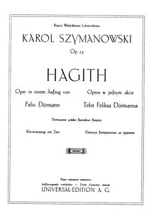 Partition complète, Hagith, Szymanowski, Karol