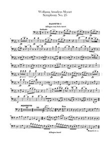 Partition basson 1, 2, Symphony No.25, G minor, Mozart, Wolfgang Amadeus par Wolfgang Amadeus Mozart