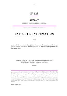 Rapport d information fait au nom de la Commission des affaires étrangères, de la défense et des forces armées à la suite d une mission effectuée au Maroc du 30 septembre au 3 octobre 1999