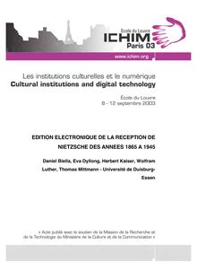EDITION ELECTRONIQUE DE LA RECEPTION DE NIETZSCHE DES ANNEES 1865 ...