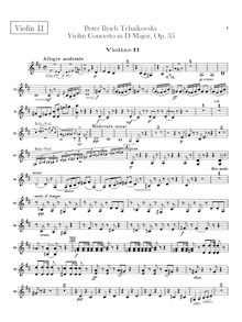 Partition violons II, violon Concerto, D major, Tchaikovsky, Pyotr