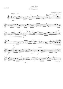 Partition violons I, Ich steh mit einem Fuss im Grabe, Bach, Johann Sebastian