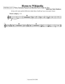 Partition cor 4 (en F), Hymn to Wikipedia, D major, Matthews, John-Luke Mark