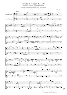 Partition complète (aigu et ténor, F major), Sonata pour basson et violoncelle