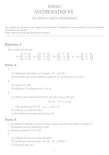 INSEEC 2001 mathematiques classe prepa hec (ect)