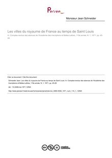 Les villes du royaume de France au temps de Saint Louis - article ; n°1 ; vol.115, pg 45-49