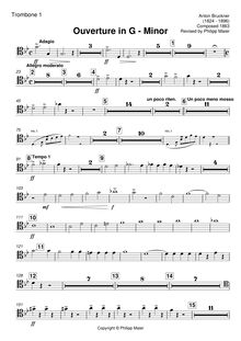 Partition Trombones 1,2&3, Overture en G minor, G Minor, Bruckner, Anton
