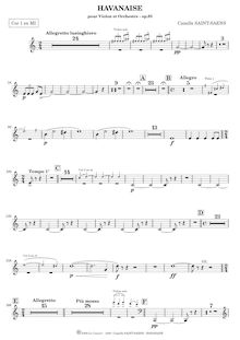 Partition cor 1 (E), (D), Havanaise, Op.83, Saint-Saëns, Camille