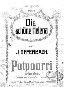 Partition complète, Potpourri sur  La belle Hélène , Cramer, Henri (fl. 1890)