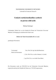 Catalytic methylenedianiline synthesis on porous solid acids [Elektronische Ressource] / Michael Salzinger