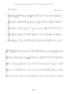 Partition Score Coranta, Newe ausserlesene Paduanen, Galliarden, Cantzonen, Allmand und Couranten par William Brade