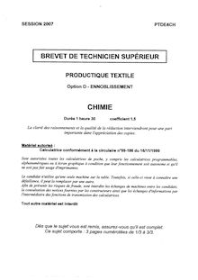 Chimie 2007 Ennoblissement BTS Productique - textile