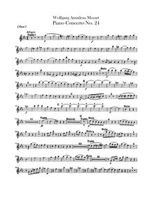 Partition hautbois 1, 2, Piano Concerto No.24, C minor, Mozart, Wolfgang Amadeus