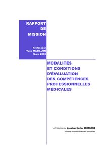 Modalités et conditions d évaluation des compétences professionnelles médicales
