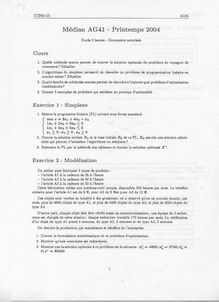Optimisation et recherche opérationnelle 2004 Génie Informatique Université de Technologie de Belfort Montbéliard