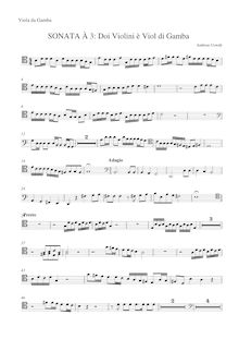Partition viole de basse, Sonata à 3, Oswald, Andreas