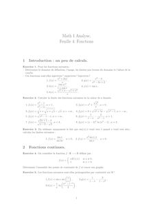Math I Analyse Feuille Fonctions