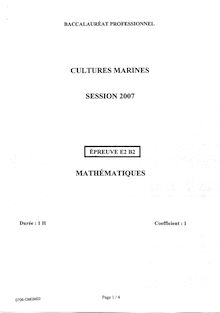 Mathématiques 2007 Bac Pro - Cultures marines