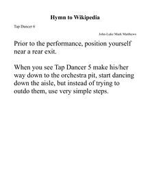 Partition Tap Dancer 6, Hymn to Wikipedia, D major, Matthews, John-Luke Mark