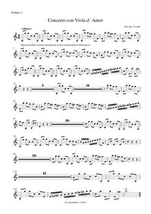 Partition violons I, Concerto pour viole de gambe d amore en A minor