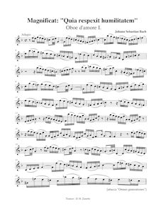 Partition hautbois d Amore, Magnificat, D major, Bach, Johann Sebastian
