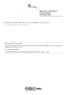 Emploi et chômage des non-qualifiés en France - article ; n°1 ; vol.273, pg 17-27