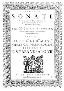 Partition Canto Secondo, Sonate a 1 , , per il violon, o cornetto, fagotto, chitarone, violoncino o simile altro istromento