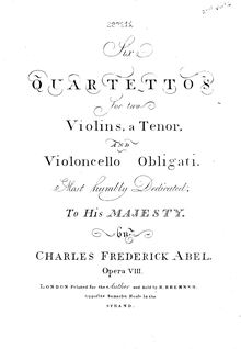 Partition violon 2, 6 corde quatuors, Op.8, Six quartettos for two violins, a tenor and violoncello obligati