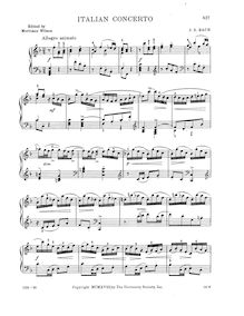 Partition complète, Italienisches Konzert, Italian ConcertoConcerto nach Italiænischen Gusto / Concerto in the Italian Style par Johann Sebastian Bach