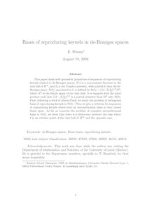 Bases of reproducing kernels in de Branges spaces E Fricain