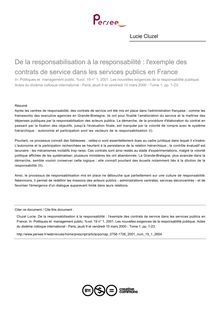 De la responsabilisation à la responsabilité : l exemple des contrats de service dans les services publics en France - article ; n°1 ; vol.19, pg 1-23