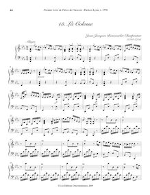 Partition , La Colesse, Premier Livre de Pièces de Clavecin, Op. 1