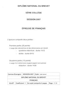 Français 2007 Brevet (filière générale)
