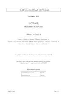 Sujet LV1 Espagnol - Séries Générales - Bac 2014