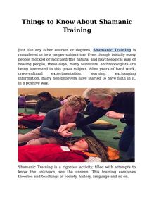 Things to Know About Shamanic Training