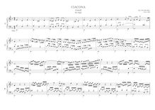 Partition Two-staff version, Ciacona en D minor, D minor, Pachelbel, Johann